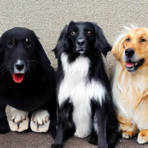 Prompt: Two dog, a black, and a white