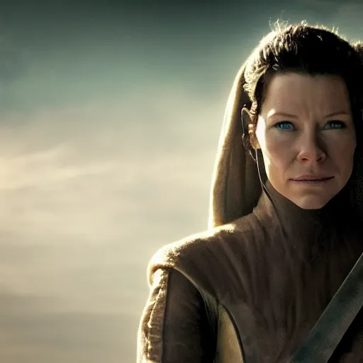 Prompt: evangeline lilly in'star wars ', cinematic scene, cinematic lighting, 1 4 mm