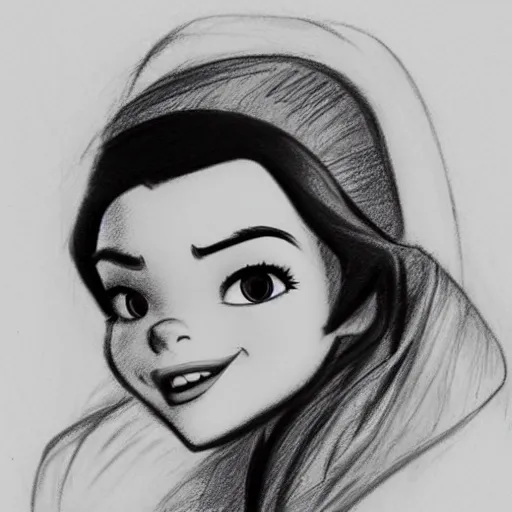 Image similar to milt kahl pencil sketch of chloe grace moretz as snow white