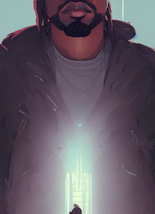 Image similar to highly detailed portrait kanye west crossed arms in gta v stephen bliss unreal engine fantasy art by greg rutkowski loish rhads ferdinand knab makoto shinkai lois van baarle ilya kuvshinov rossdraws tom bagshaw global illumination radiant light detailed intricate environment