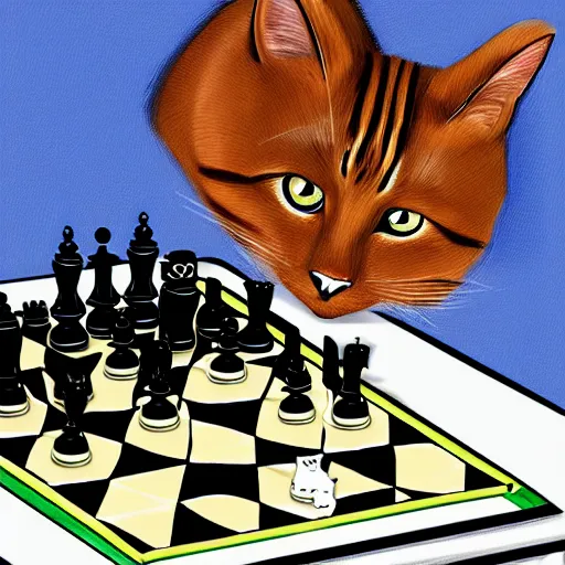 Prompt: cats playing chess, digital painting