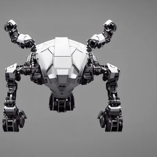 Image similar to hard surface, robotic platform, based on realistic low poly convex shape, 6 claws, symmetric, unreal engine