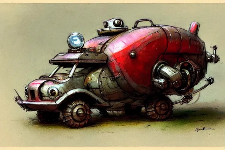 Prompt: adventurer ( ( ( ( ( 1 9 5 0 s retro future robot android fat rat truck. muted colors. ) ) ) ) ) by jean baptiste monge!!!!!!!!!!!!!!!!!!!!!!!!! chrome red