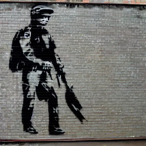 Image similar to Banksy grunge punk stencil art of a UK pig policeman