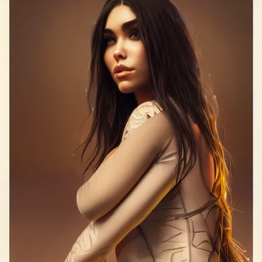 Image similar to portrait of madison beer wearing a skintight suit, intricate, elegant, highly detailed, digital painting, artstation, concept art, smooth, sharp focus, illustration, art by artgerm and greg rutkowski and alphonse mucha, 8 k