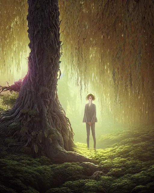 Prompt: highly detailed surreal vfx portrait of a cursed monster in a shadowy forest by a willow tree, stephen bliss, unreal engine, greg rutkowski, loish, rhads, beeple, makoto shinkai and lois van baarle, ilya kuvshinov, rossdraws, tom bagshaw, alphonse mucha, global illumination, detailed and intricate environment