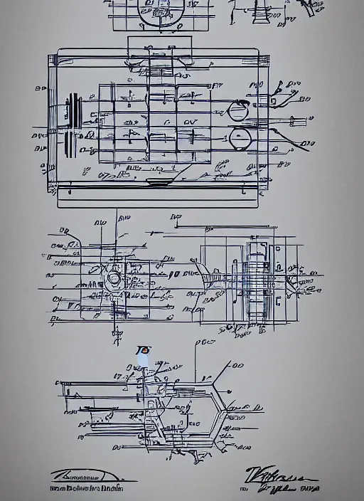 Prompt: mech to human mind uplink schematic by thomas hubert. in the style of a 1 9 8 3 patent design diagram