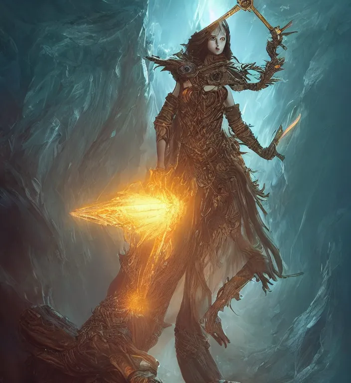 Image similar to unreal engine render + a goddess, tarot card, dark souls colour scheme, luminal, smooth, coherent, high detailed, kerem beyit, Karol Bak, james gurney, featured on artstation, instagram HD, unreal engine