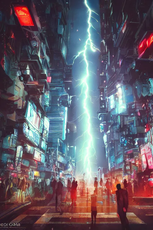 Image similar to Detailed photo of virtual world, group of cyberpunk people, dreamy soft lightning, film look, realistic, photo, detailed, patriotic, highly detailed, sharp focus, leica, zeiss, kodak film look, digital illustration, digital painting, concept art, hyper detailed, illustration, fantasy