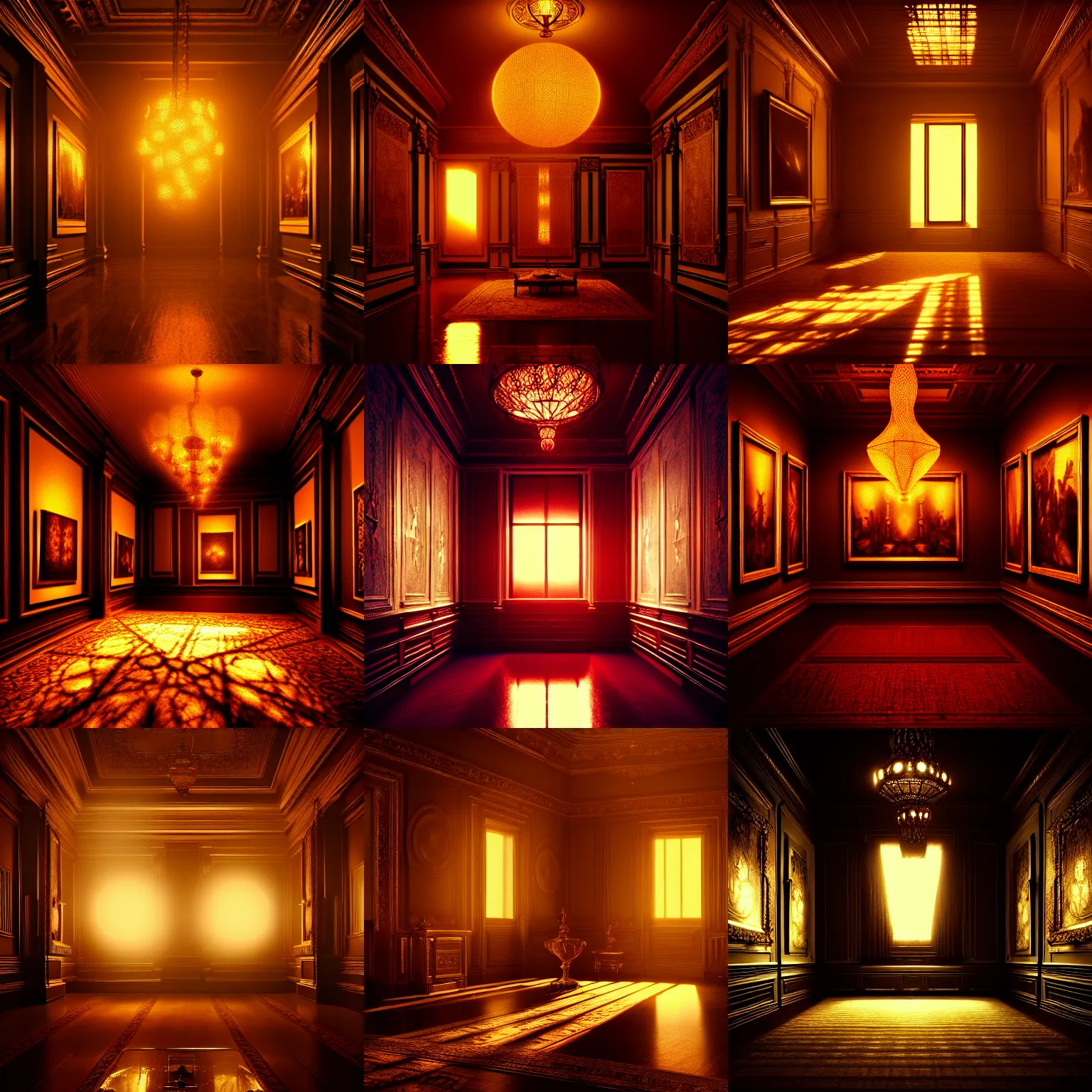 Prompt: a photo of a [ gallery room ], intricate, epic lighting, cinematic composition, hyper realistic, artstation