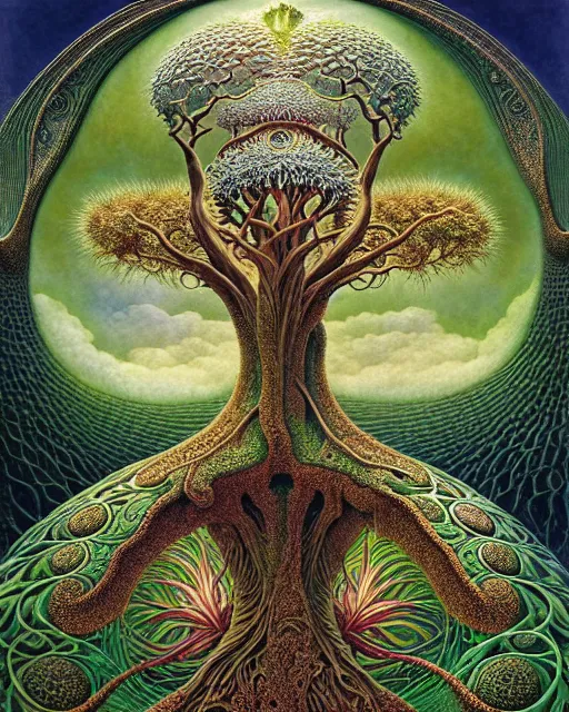 Image similar to tree of life by roger dean and andrew ferez, art forms of nature by ernst haeckel, divine chaos engine, symbolist, visionary, art nouveau, botanical fractal structures, organic, detailed, realistic, surreality