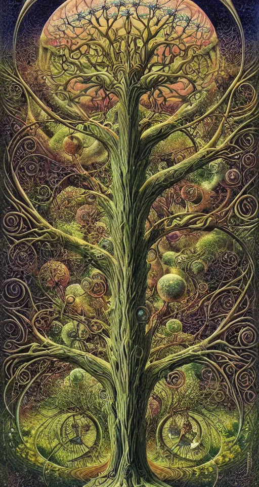 Image similar to tree of life by roger dean and andrew ferez, art forms of nature by ernst haeckel, divine chaos engine, symbolist, visionary, art nouveau, botanical fractal structures, organic, detailed, realistic, surreality