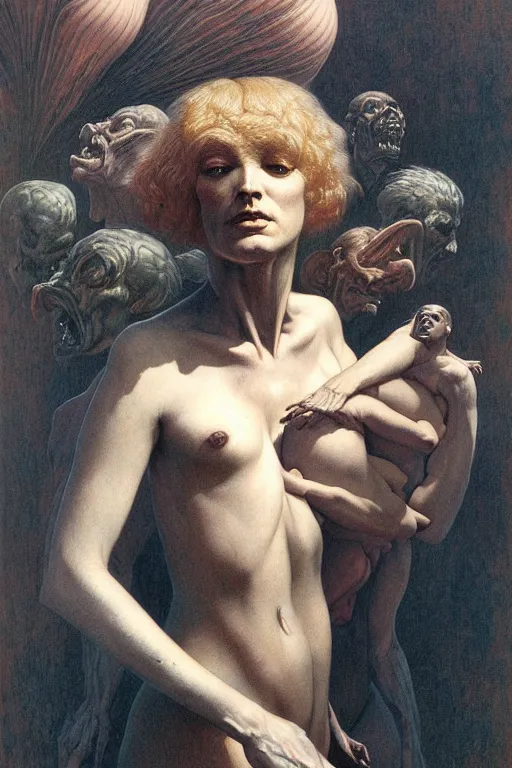 Image similar to portrait of yourself in the style of wayne barlowe, gustav moreau, goward, bussiere, roberto ferri, santiago caruso, luis ricardo falero, austin osman spare