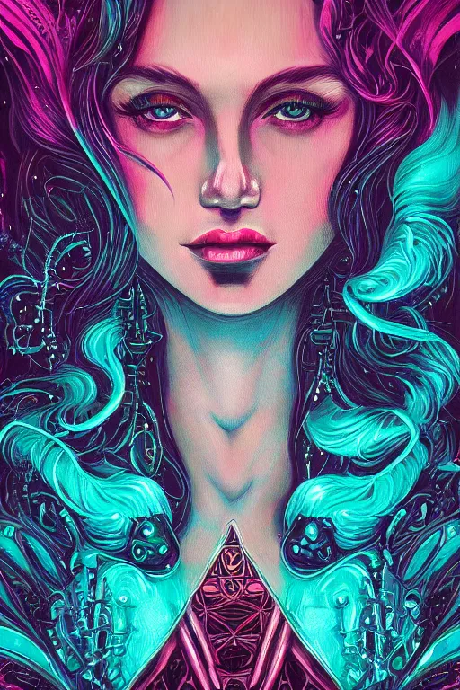 Image similar to portrait of jewel beautiful goth girl queen in the style of Rob Lefield and Dan Mumford , trending on artstation, digital art,surrealism ,macro,blueprint ,vaporwave ,