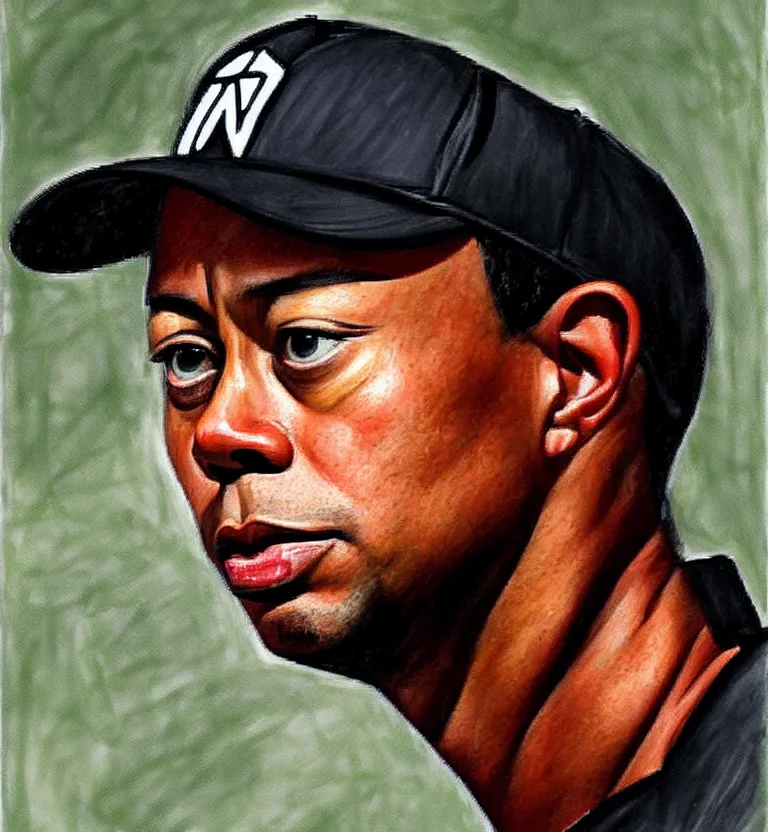 Image similar to tiger woods portrait by el greco.