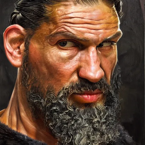 Image similar to high quality high detail painting by lucian freud, hd, khal drogo