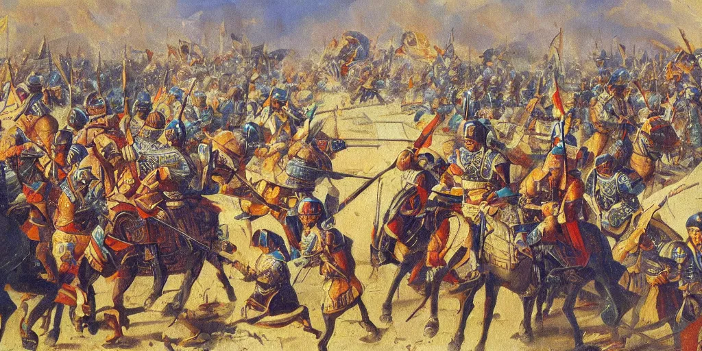 Image similar to timur siege of samarkand, oil painting