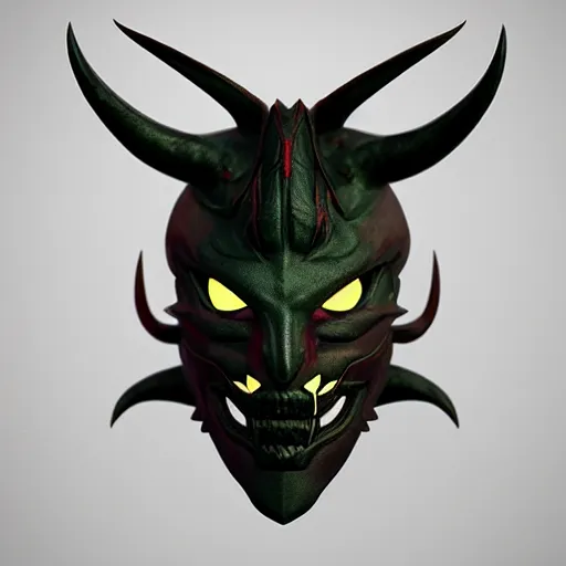 Image similar to demon Mask with sharp horns, dynamic, particulate, intricate, elegant, highly detailed, centered, artstation, smooth, sharp focus, octane render