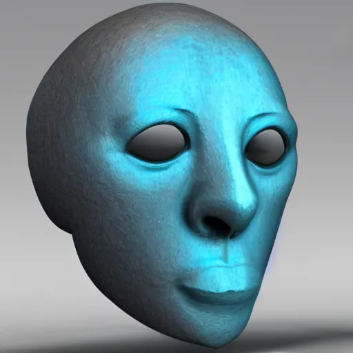 Image similar to many - sided gemstone that shaped like a face wearing a crown, 3 d render