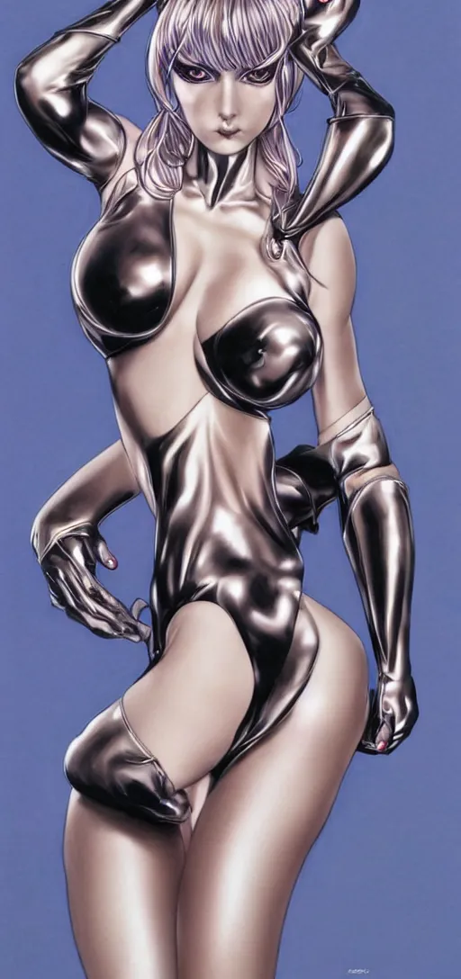 Image similar to a portrait of cosplaying bunny woman by Hajime Sorayama