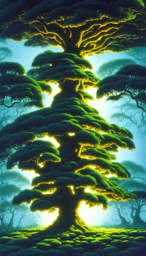 Prompt: a geant oak tree in a forest of ori, studio ghibli, painted by tim white, michael whelan, j. c. 8 k