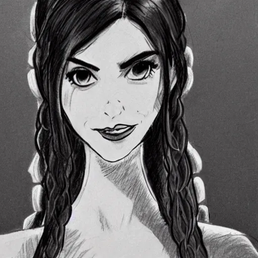 Image similar to milt kahl sketch of victoria justice with tendrils hair style as princess padme from star wars episode 3