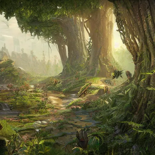 Image similar to Future, plant city, melancholy, game concept art, high detail