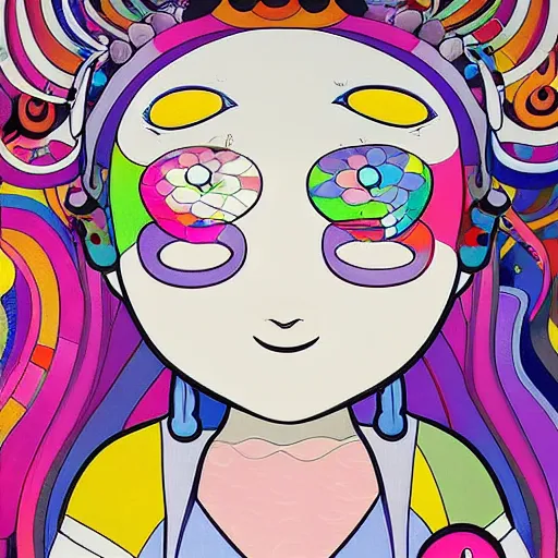 Image similar to a surreal portrait of a girl by takashi murakami, trending on art station