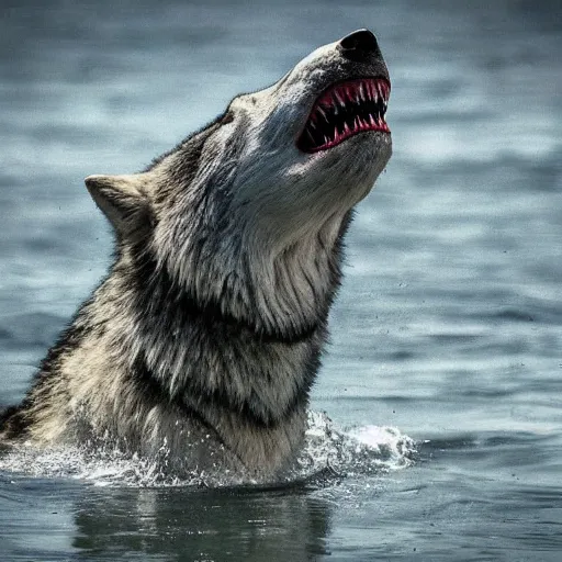 Image similar to Half wolf half shark