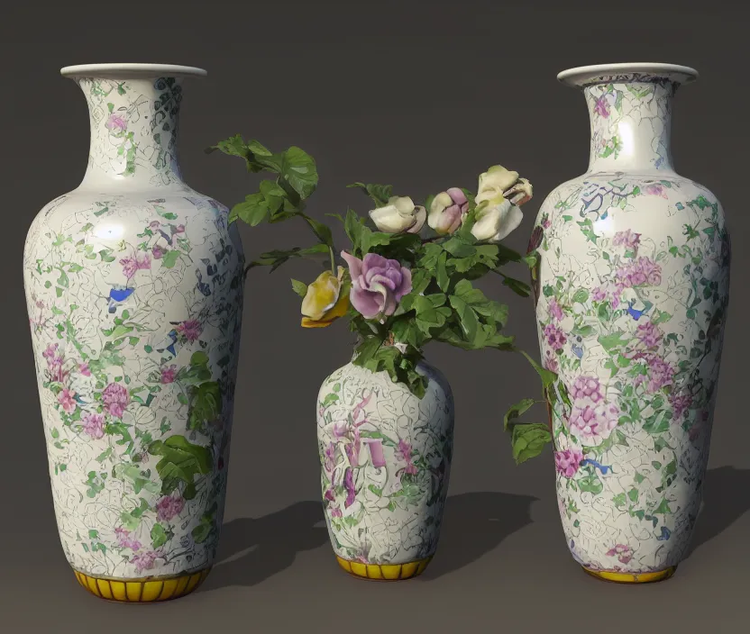 Image similar to Still life photo studio, porcelain chinese vase, unreal engine, highly detailed