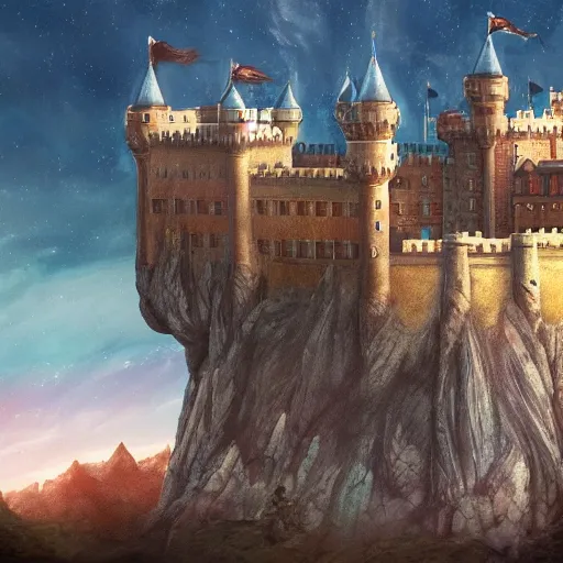 Image similar to Castle of Distant Ideal, fantasy art, 8k HD wallpaper, professional art, Wes Anderson, Camelot, Arthurian legend, Featured on art