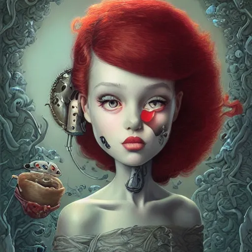 Image similar to Lofi portrait, Pixar style by Joe Fenton and Stanley Artgerm and Tom Bagshaw and Tim Burton, wink