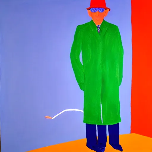 Prompt: painting of an invisible man, by hockney