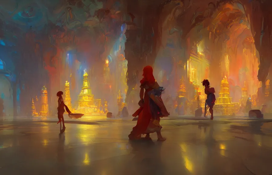 Image similar to greg manchess concept art of a the colorful temple dimension, key visual, ambient lighting, highly detailed, digital painting, artstation, concept art, sharp focus, by makoto shinkai and akihiko yoshida and hidari and wlop and greg rutkowski