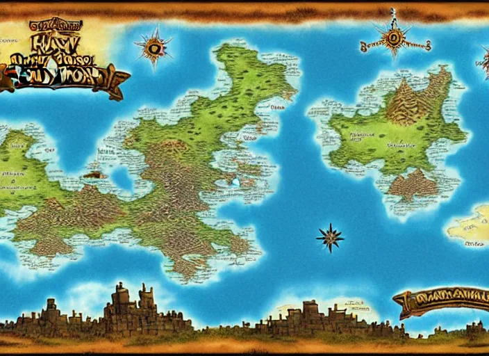 Image similar to dramatic map over fantasy world