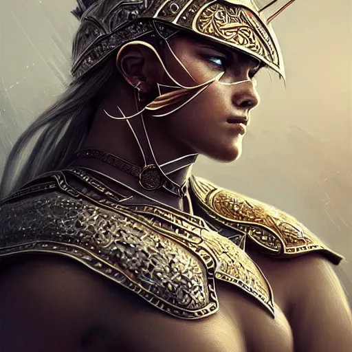 Image similar to beautiful extremely detailed intricate concept art depicting a warrior by wlop. shining jewelry. bcy. net