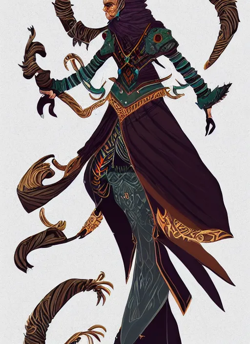 Image similar to hawk headed warlock, wind magic, exquisite details, full body character design, white background, by studio muti