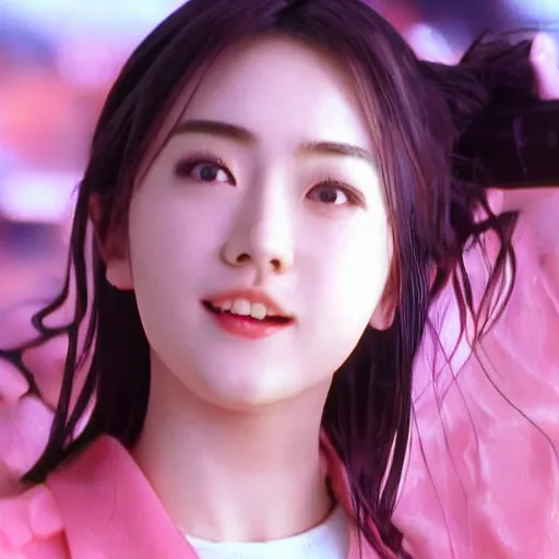 Image similar to 1990s, perfect, dynamic, epic, cinematic 8K HD movie shot of semi-close-up japanese beautiful cute young J-Pop idol actress girl face, she express joy and posing. By a Chinese movie director. Motion, VFX, Inspirational arthouse, high budget, hollywood style, at Behance, at Netflix, with Instagram filters, Photoshop, Adobe Lightroom, Adobe After Effects, taken with polaroid kodak portra