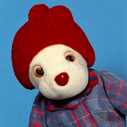 Image similar to George Costanza from Seinfeld as a Beanie Baby, studio photo