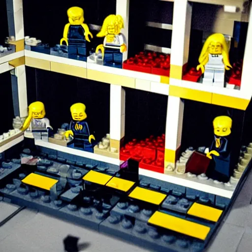 Prompt: LEGO horror set, disturbing, creepy, eerie