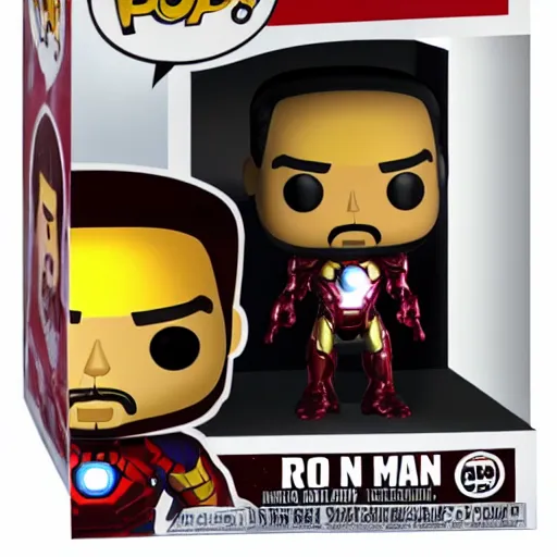 Prompt: iron man as funko pop toy