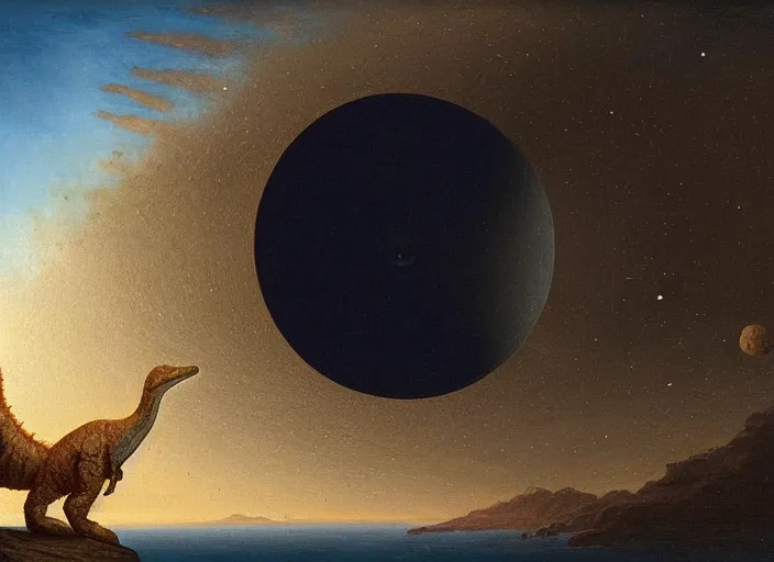 Image similar to earth during the cretaceous – paleogene extinction event, just as the asteroid is colliding with earth, the asteroid later forms the chicxulub crater, seen from space, in the style of hudson river school of art, oil on canvas