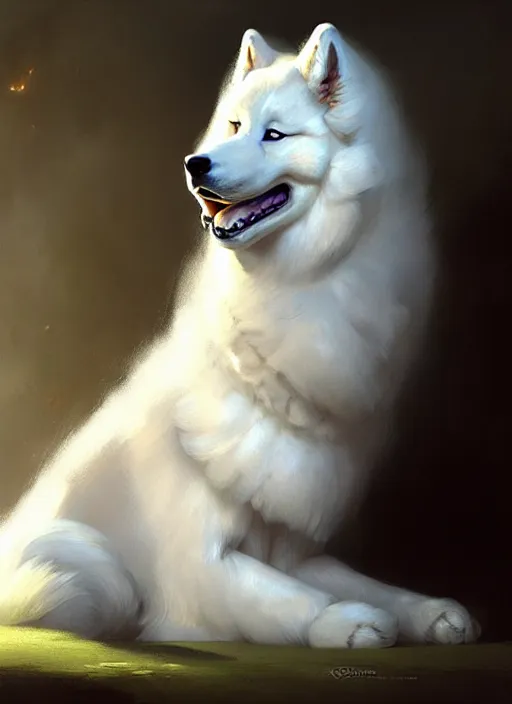 Image similar to samoyed by bayard wu, anna podedworna, gaston bussiere, greg rutkowski