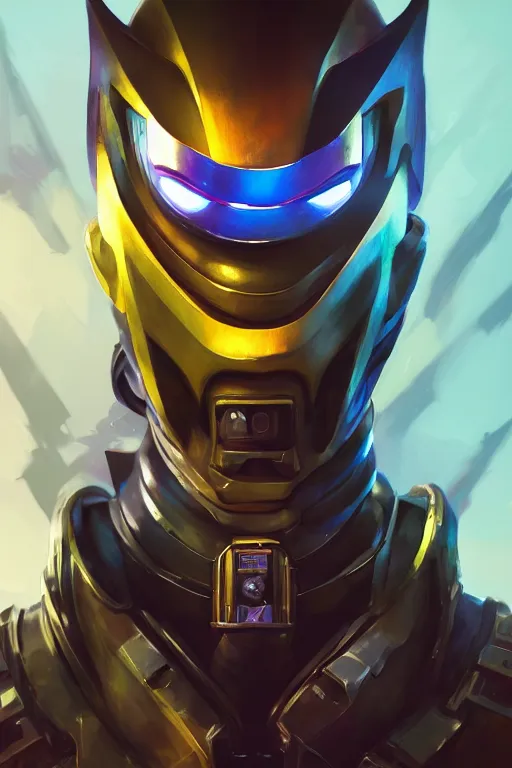 Image similar to epic mask helmet robot ninja portrait stylized as fornite style game design fanart by concept artist gervasio canda, behance hd by jesper ejsing, by rhads, makoto shinkai and lois van baarle, ilya kuvshinov, rossdraws global illumination radiating a glowing aura global illumination ray tracing hdr render in unreal engine 5