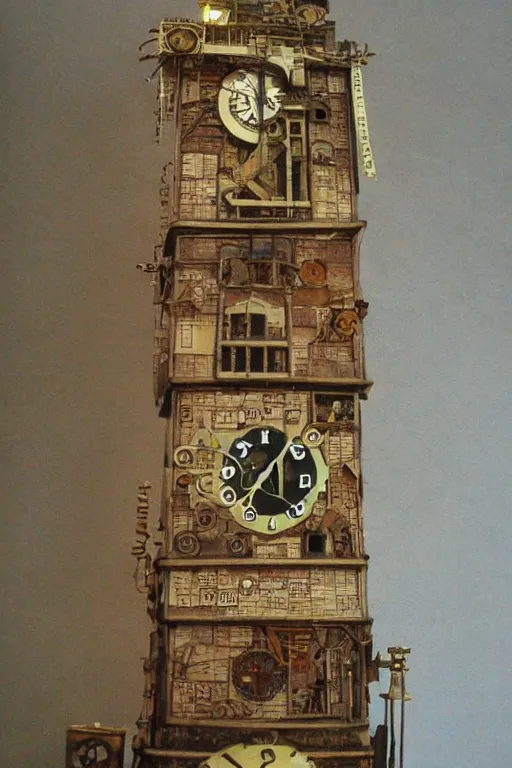 Image similar to the impossible clock tower, tower, building steampunk, papyrus, parchment