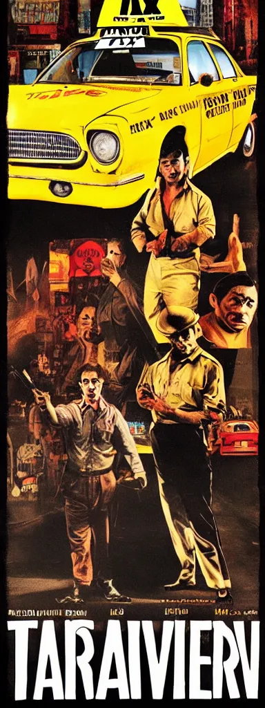 Image similar to poster for the movie taxi driver but its with an overweight clown, pulp movie posters, martin scorcese, matte painting, ominous