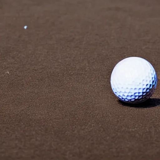 Prompt: golf ball with triangle shaped dimples, high res photo, beautiful commercial shot