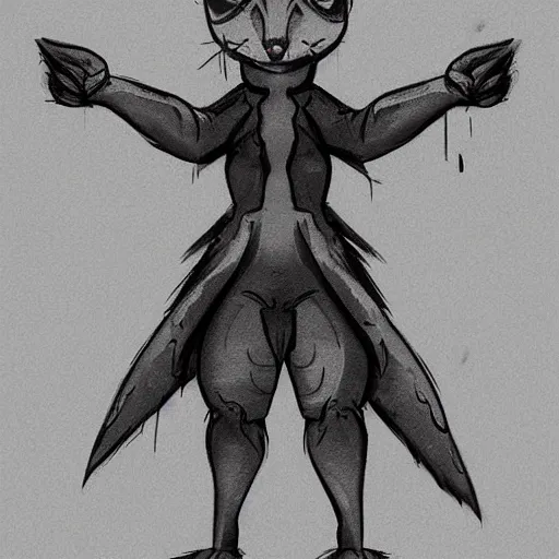 Image similar to bipedal sugarglider character. digital charcoal sketch. character design. # digitalsketch # monochrome # sketch # ink # characterdesign # dndcharacter # charactersketch # characterconcept # conceptart