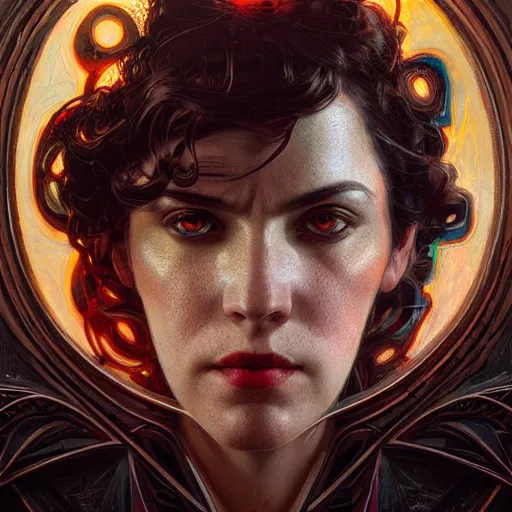 Image similar to UHD photorealistic Spawn as a character on a soap opera, hyperrealistic, correct details, cosmic dynamic lighting, symmetrical face, accurate face, in the style of art nouveau by Greg Rutkowski