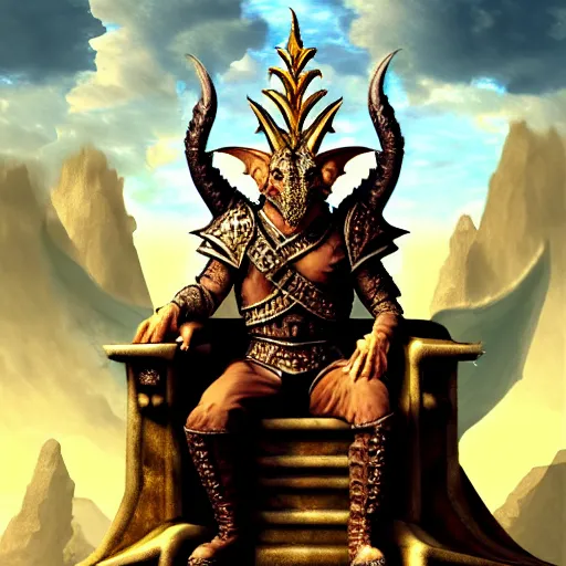 Image similar to a dragonborn as the king of a kingdom sitting on his throne, digital art, renaissance painting, fantasy art, ultra detailed, as coherent as Dall-E 2